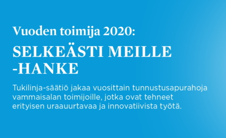 Vuoden toimija 2020: Selkeästi meille -hanke tekstikuva.