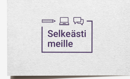 Selkeästi meille -logo käyntikortissa.