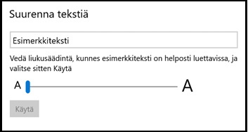 Näyttökuva helppokäyttöisyystoiminnosta, jolla voi suurentaa tekstiä.